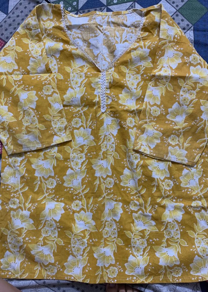 Yellow Floral Print Kurta