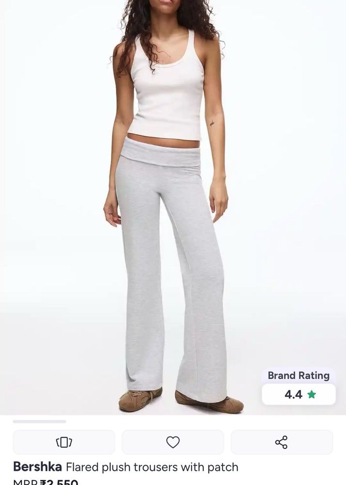 Light Grey Flared Plush Trousers