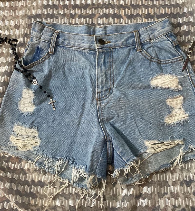 Distressed Denim Shorts