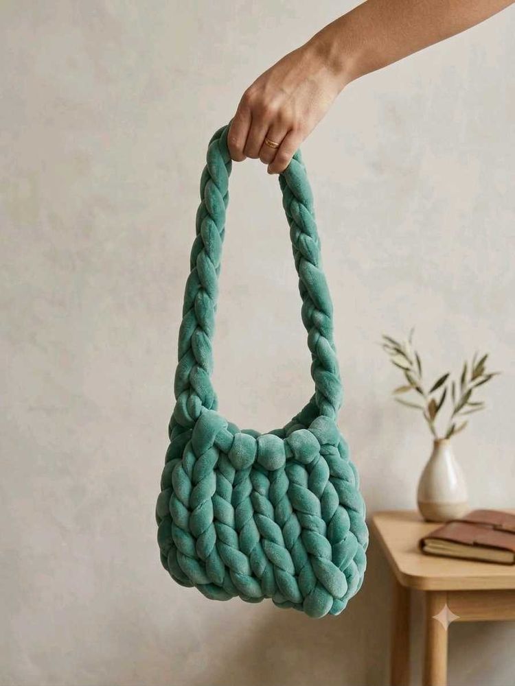 Handmade Chunky Velvet Crochet Bag