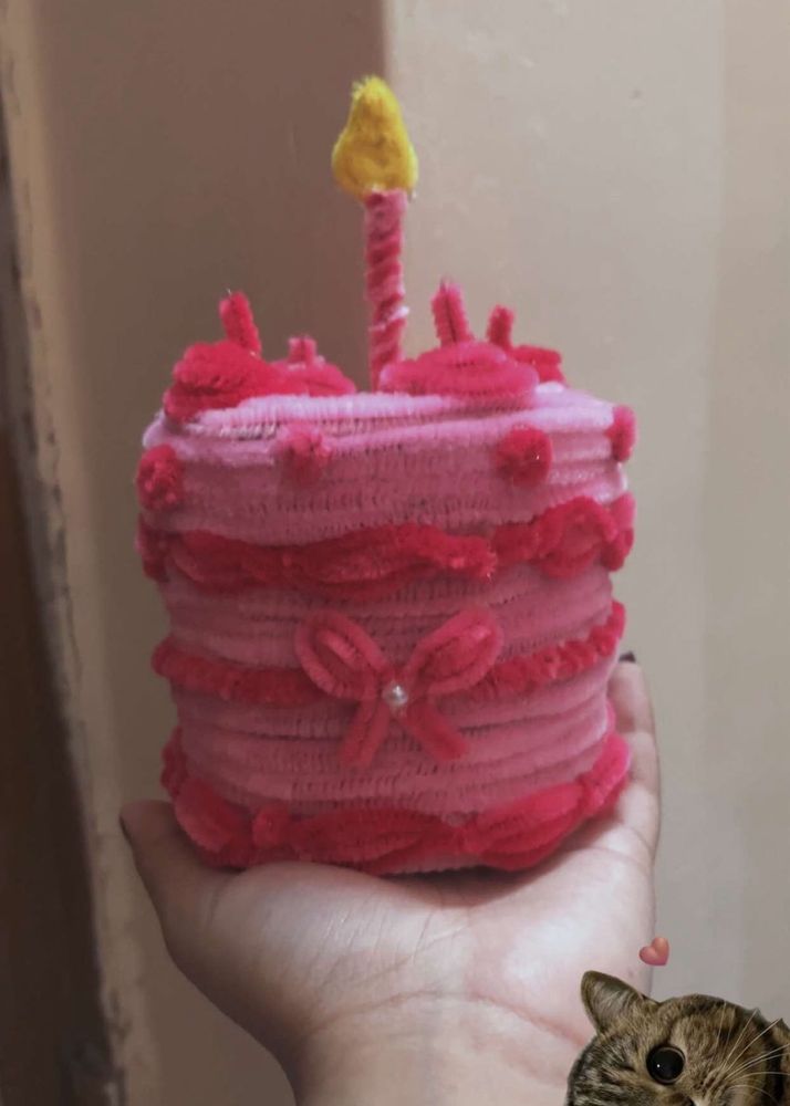 Handmade Pink Birthday Cake Decor