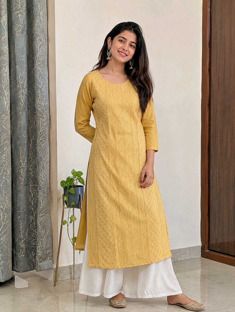 Elegant Yellow Embroidered Kurta