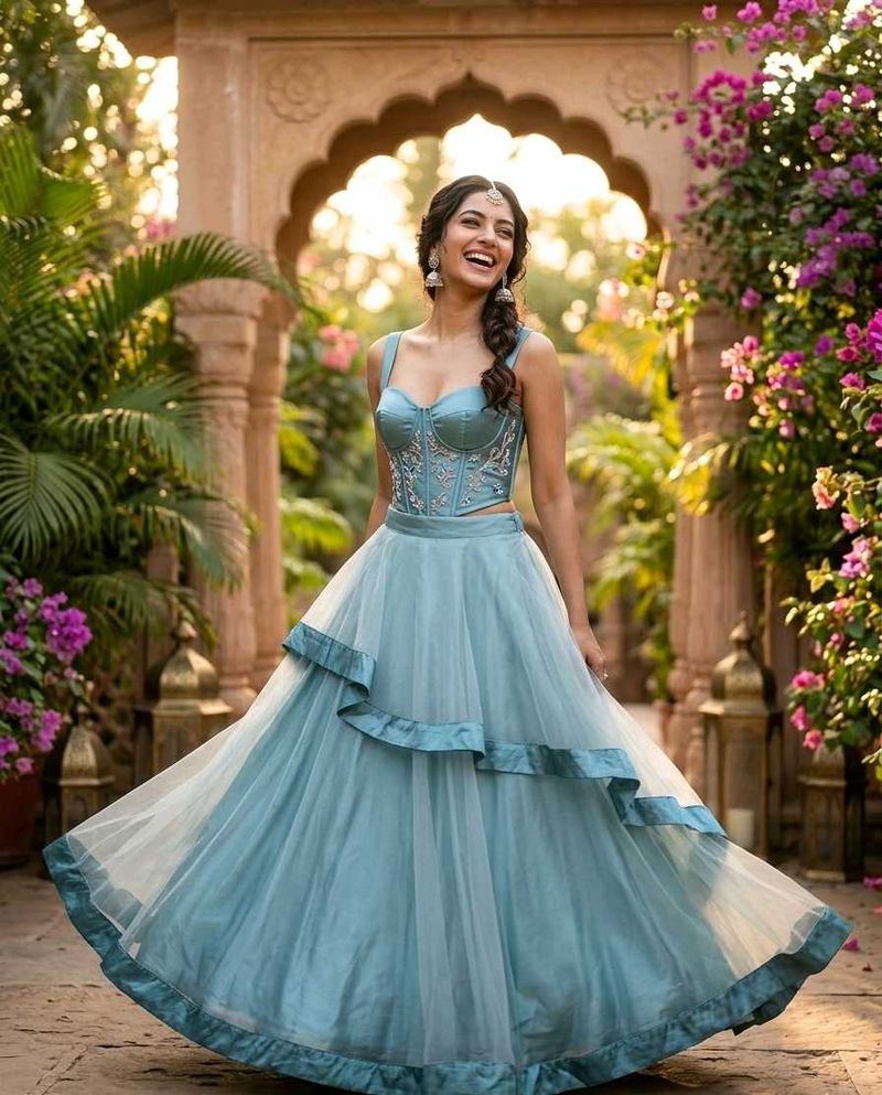 ✨ Stunning Indo-Western Layered Lehenga ✨