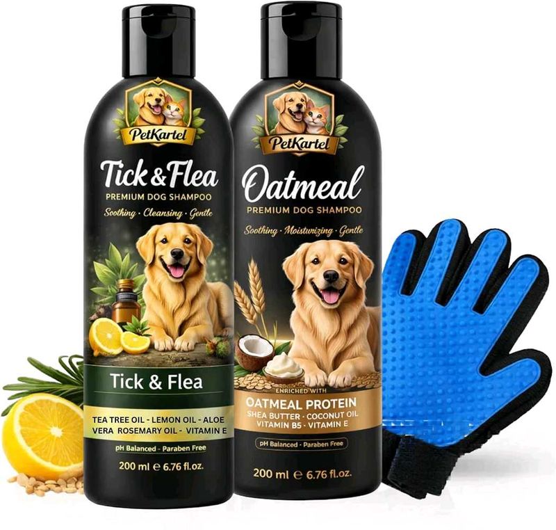 PetKartel Dog Shampoo &amp; Grooming Glove Set