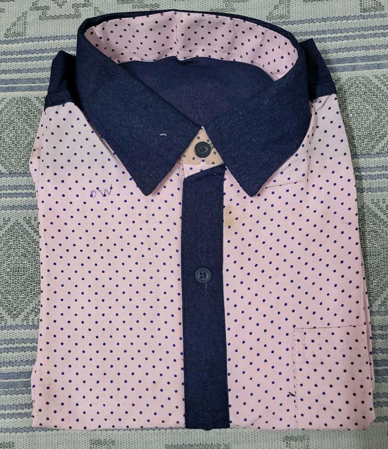 Men's Pink Polka Dot Shirt