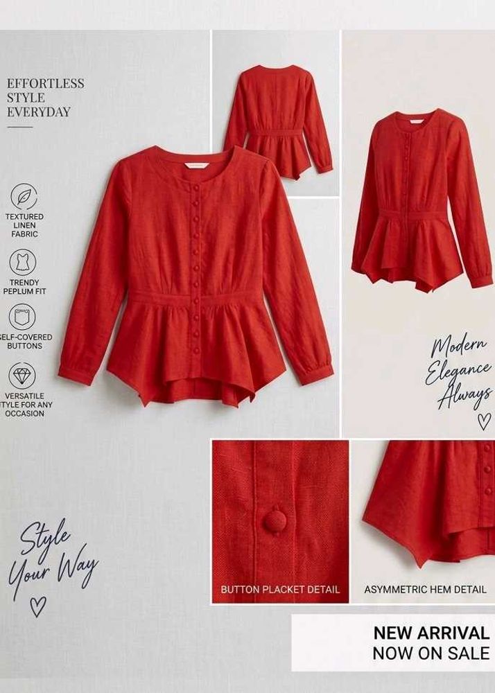 Chic Red Peplum Blouse