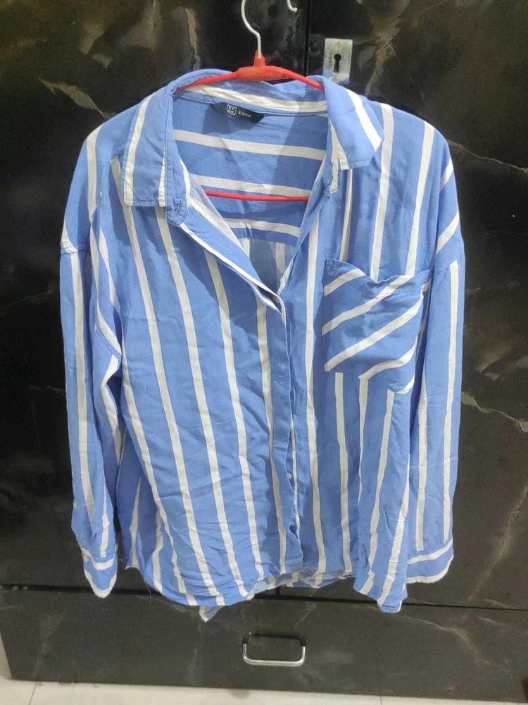Blue &amp; White Striped Button-Up Shirt