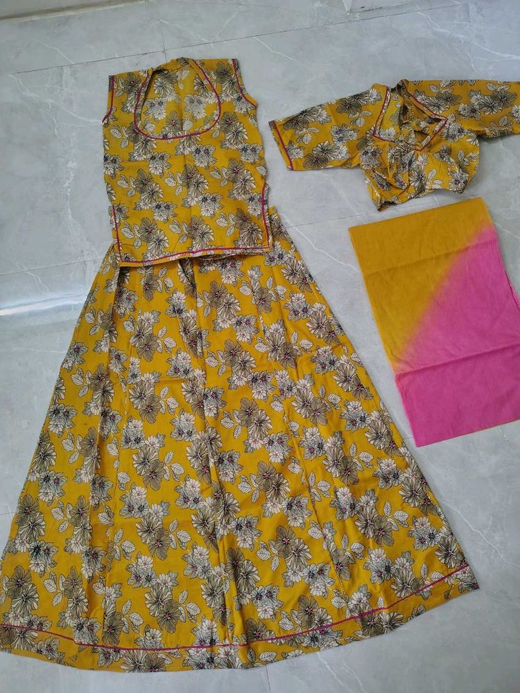 Yellow Floral Lehenga Choli Set