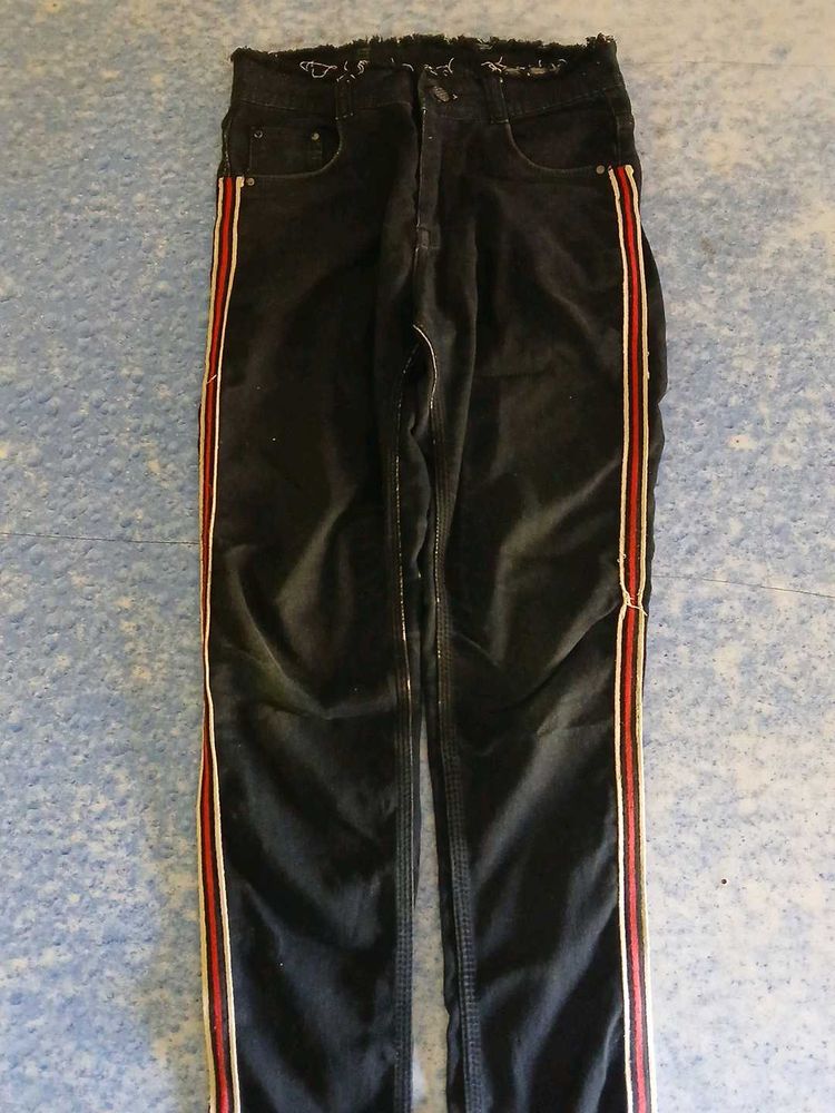 Black Jeans with Side Stripe