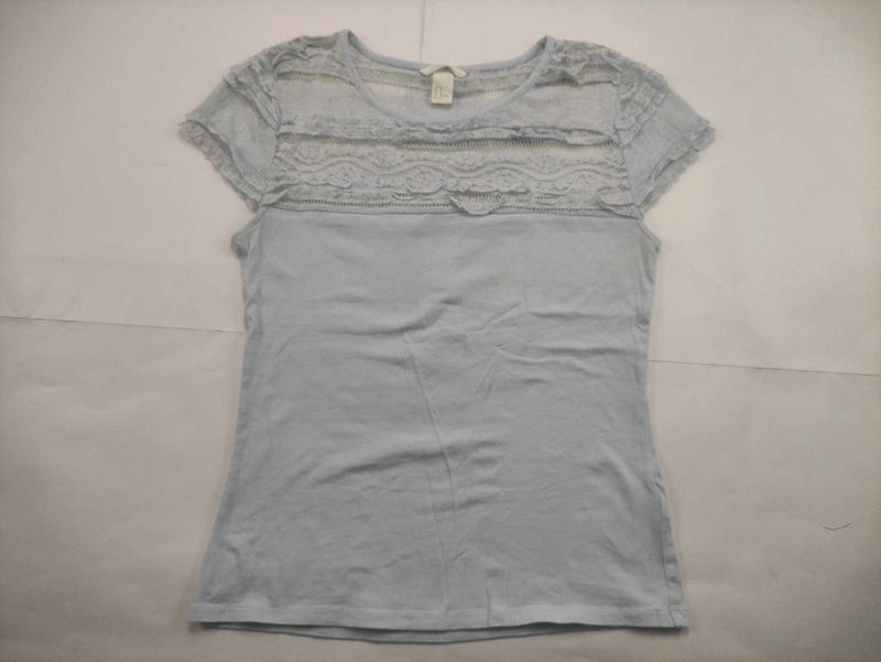 Light Blue Lace Trim Top