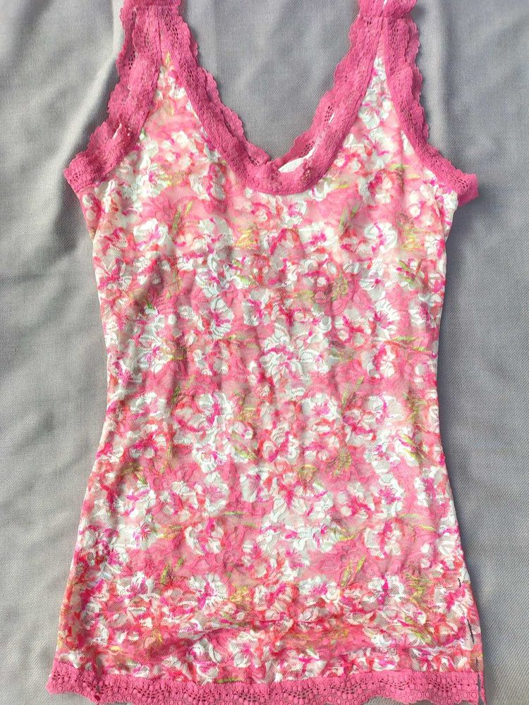 Floral Lace Trim Tank Top