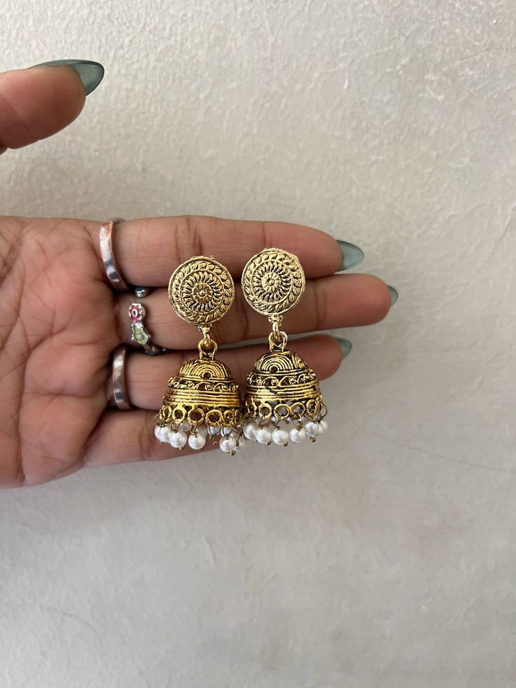 Golden Jhumka Earrings