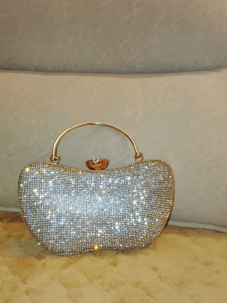 Sparkling Rhinestone Apple Clutch Bag