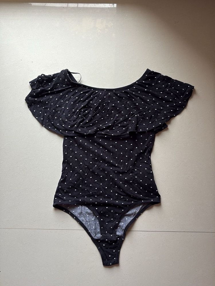 Y2K Polka Dot Off Shoulder Bodysuit
