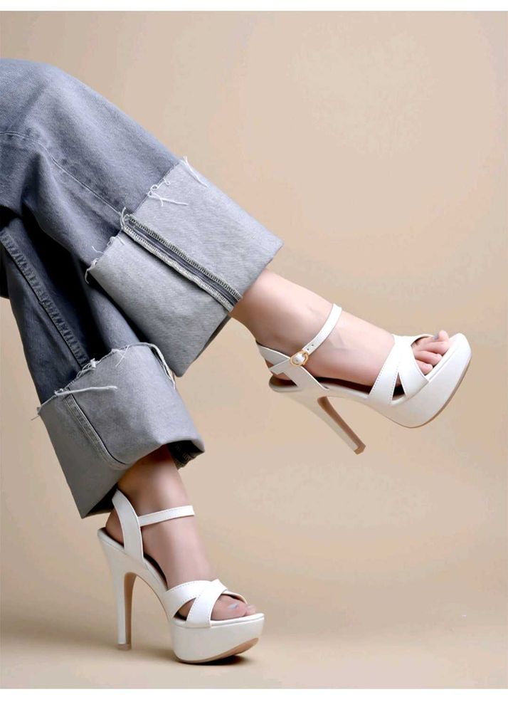 White Platform Stiletto Sandals