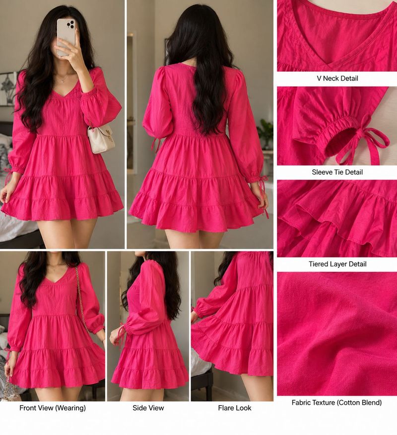 Tiered V-Neck Mini Dress