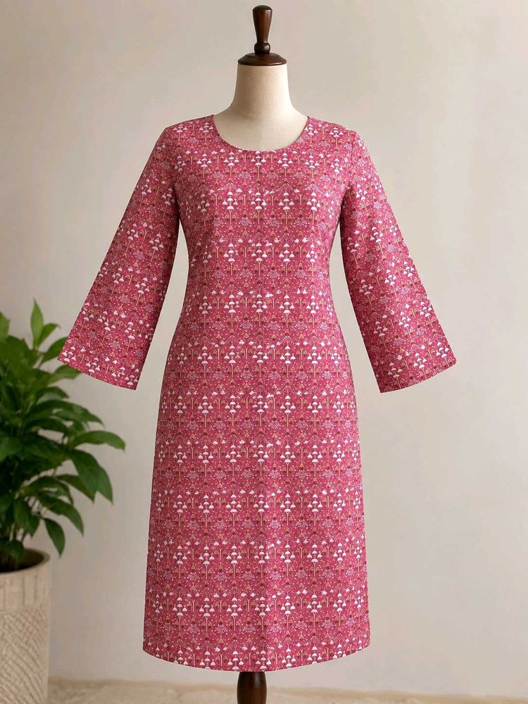 Chic Pink Printed Kurta
