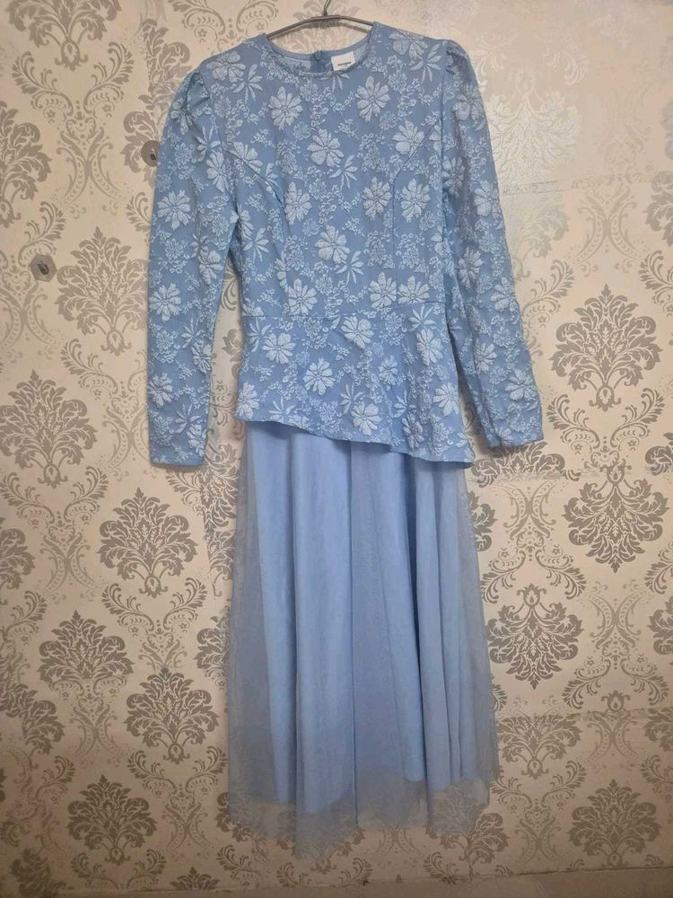 Beautiful Blue Floral Gown
