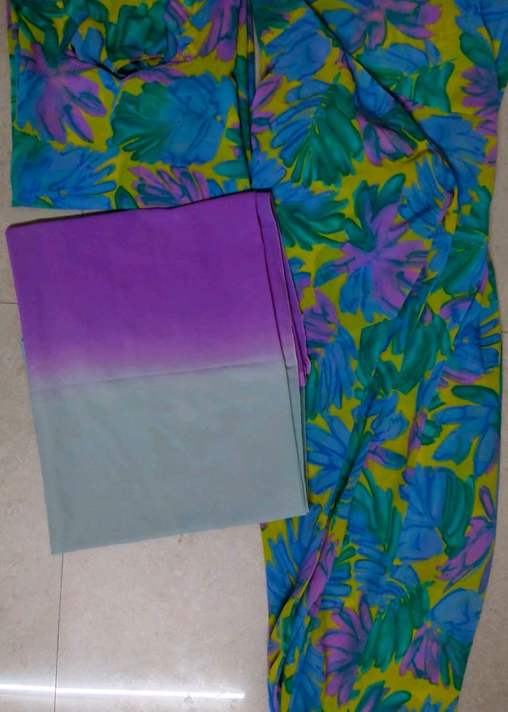 Vibrant Floral Print Dress Material