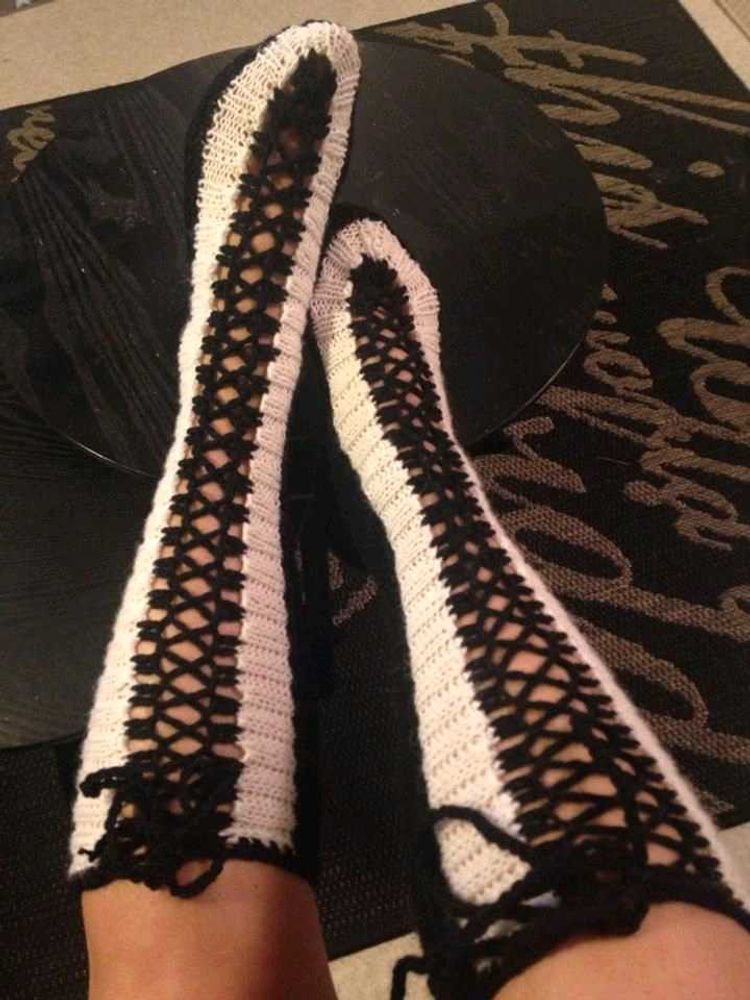 Boho Crochet Lace-Up stockings