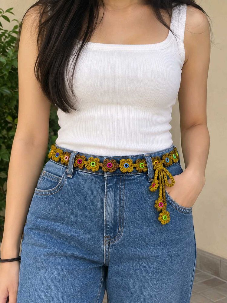 Boho Floral Crochet Belt