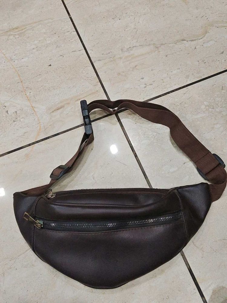 Brown Faux Leather Waist Bag