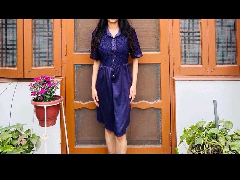 Elegant Purple Lace Dress