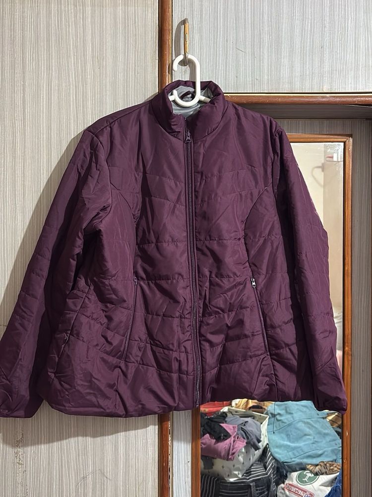 Burgundy women Puff Jacket