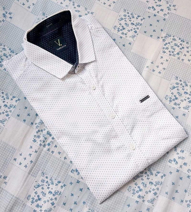 Stylish White Dotted Men's Shirt