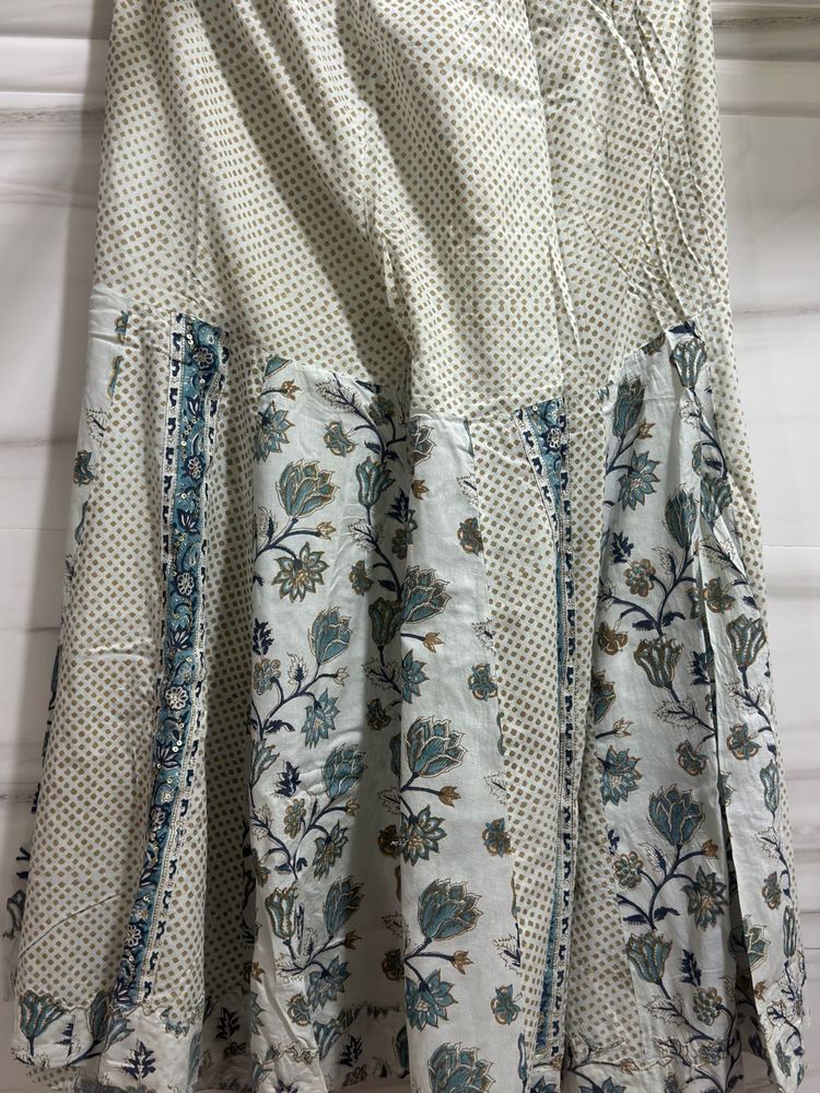 blue and white sharara set