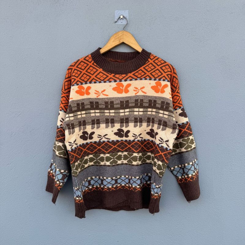 Vintage Patterned Knit Sweater