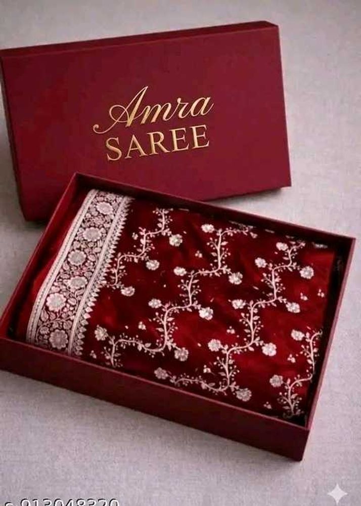 Elegant Maroon Embroidered Saree