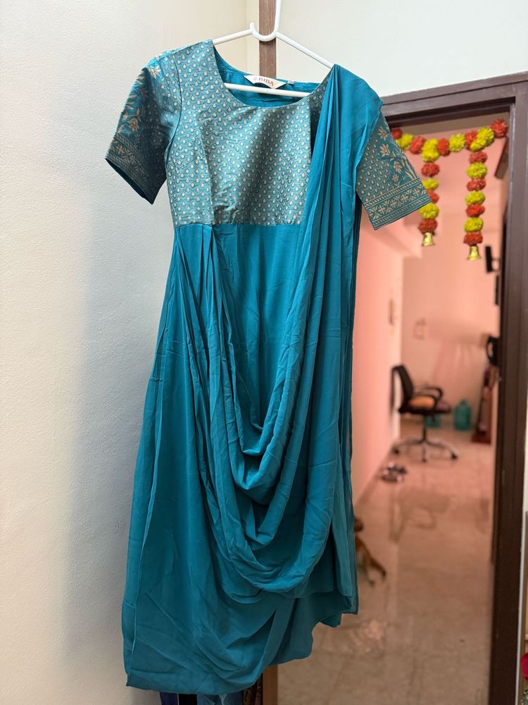 Elegant Teal Ethnic Gown