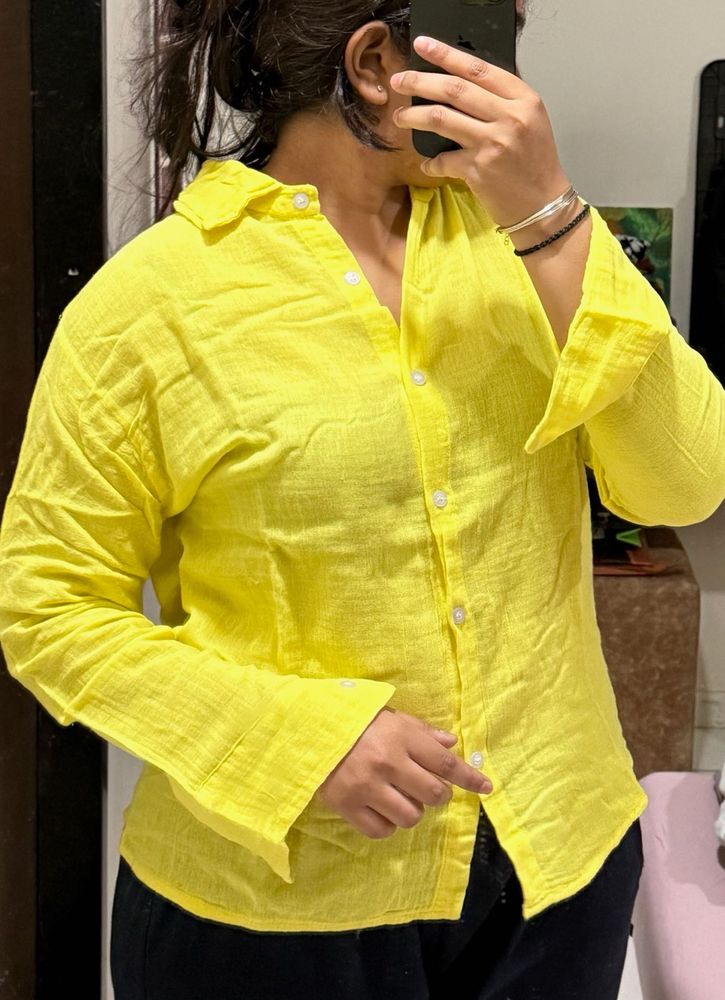 Bright Yellow Button-Up Shirt
