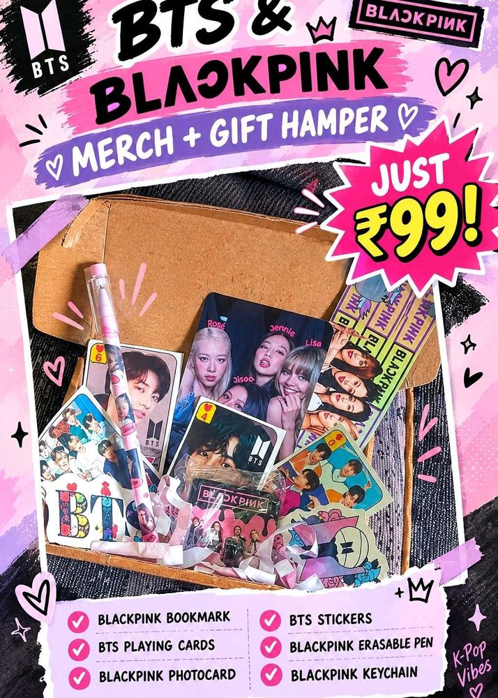 BTS &amp; BLACKPINK Merch, Gift Hamper for just 99₹