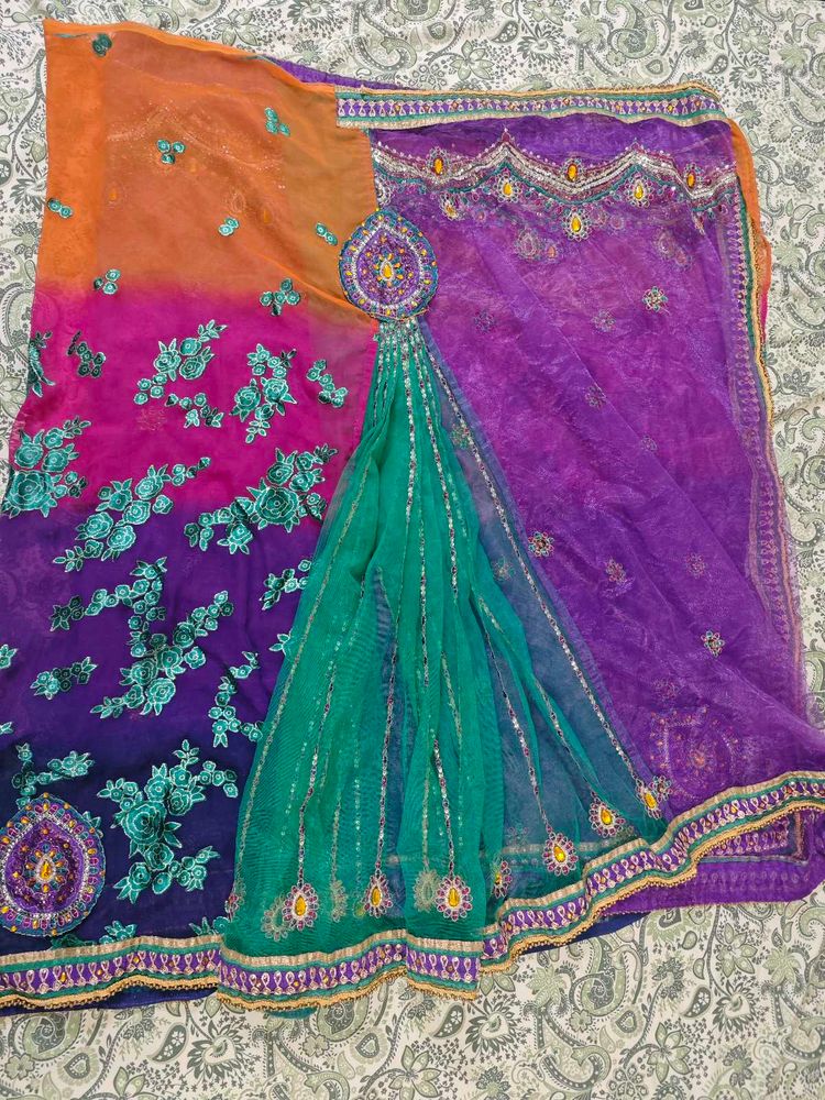 Embroidered Silk Saree