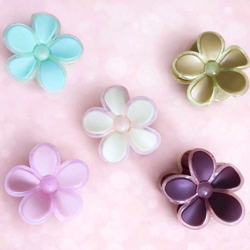 Flower Hair Clips - Pastel Colors Pack Of 5