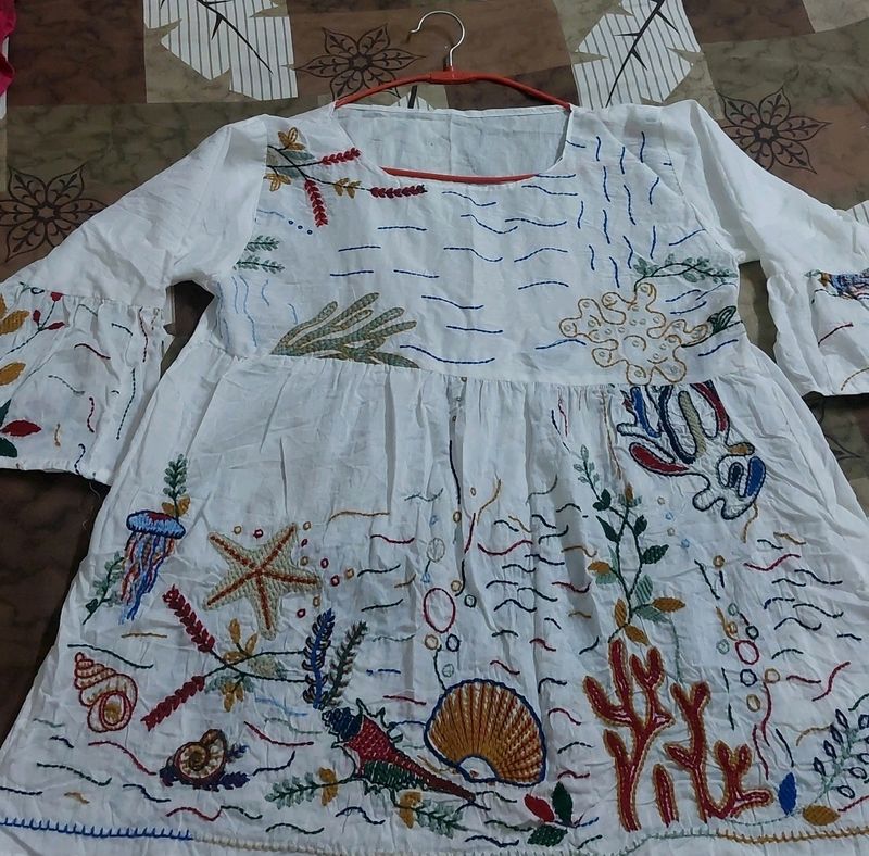 Embroidery  Thread Work  Cotton Empire Top