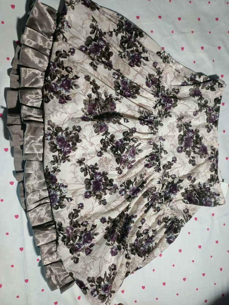 Floral Print Skirt with Ruffles
