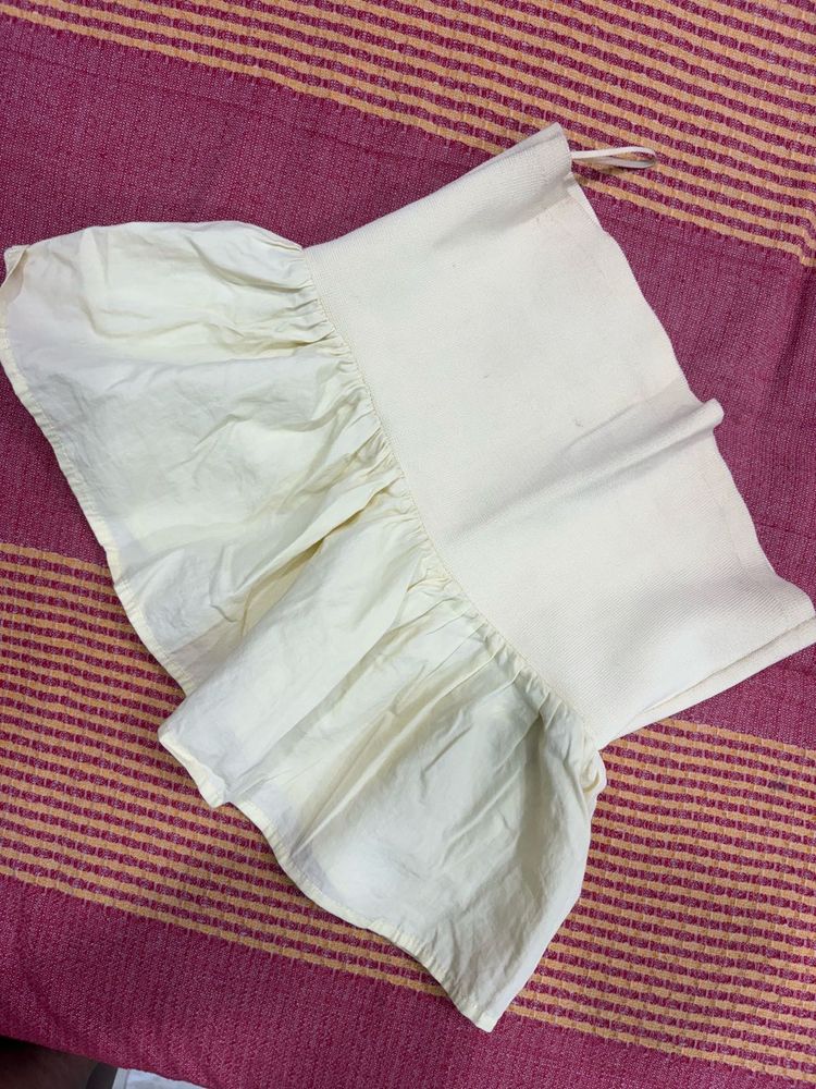 ZARA Yellow Ruffled Tube Top