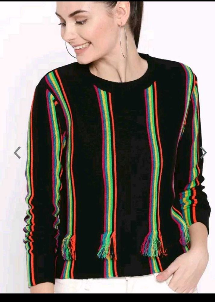 Striped Tassel Sweater