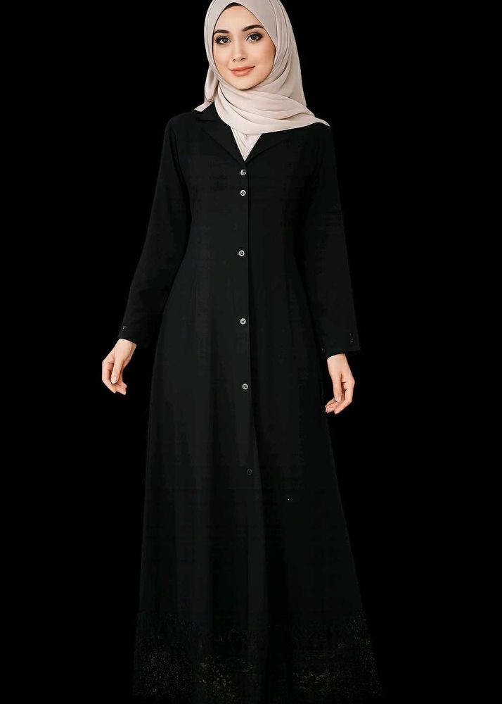 Elegant Black Front Open Abaya