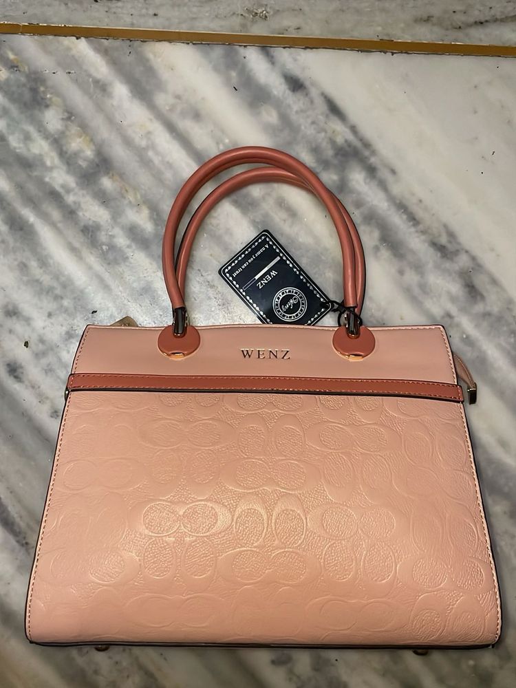 Chic Pink Embossed Handbag