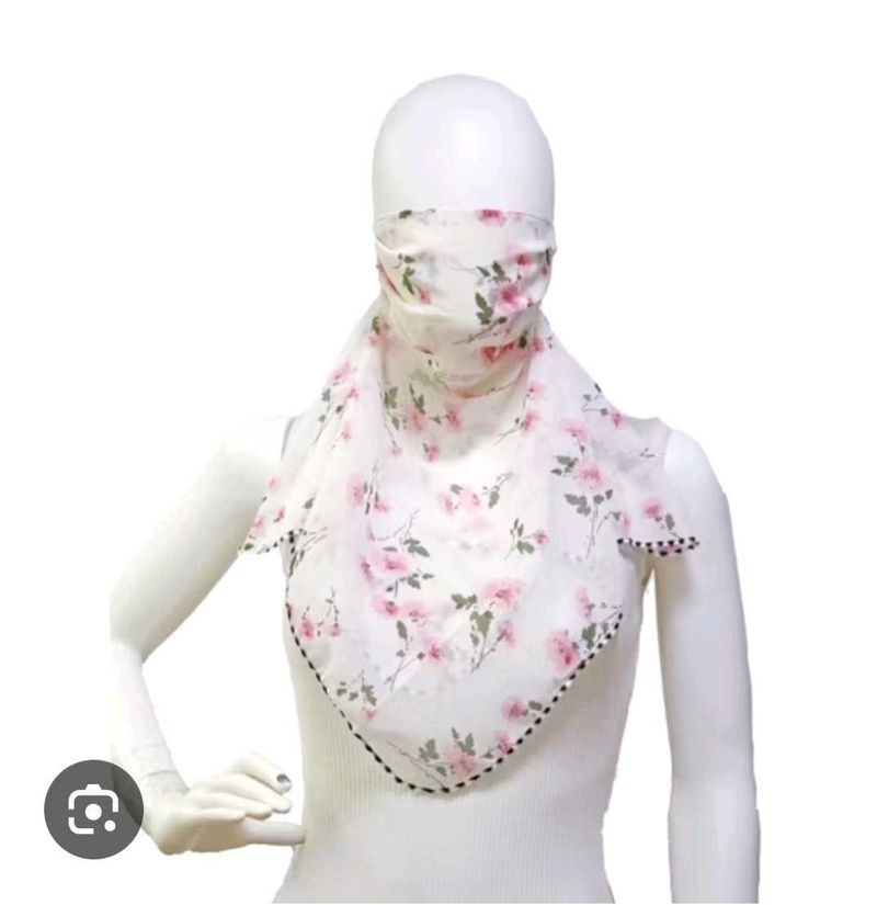Floral Print Scarf with Face Covering