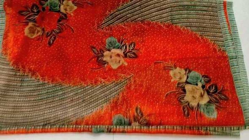 Vibrant Floral Saree with minor damage