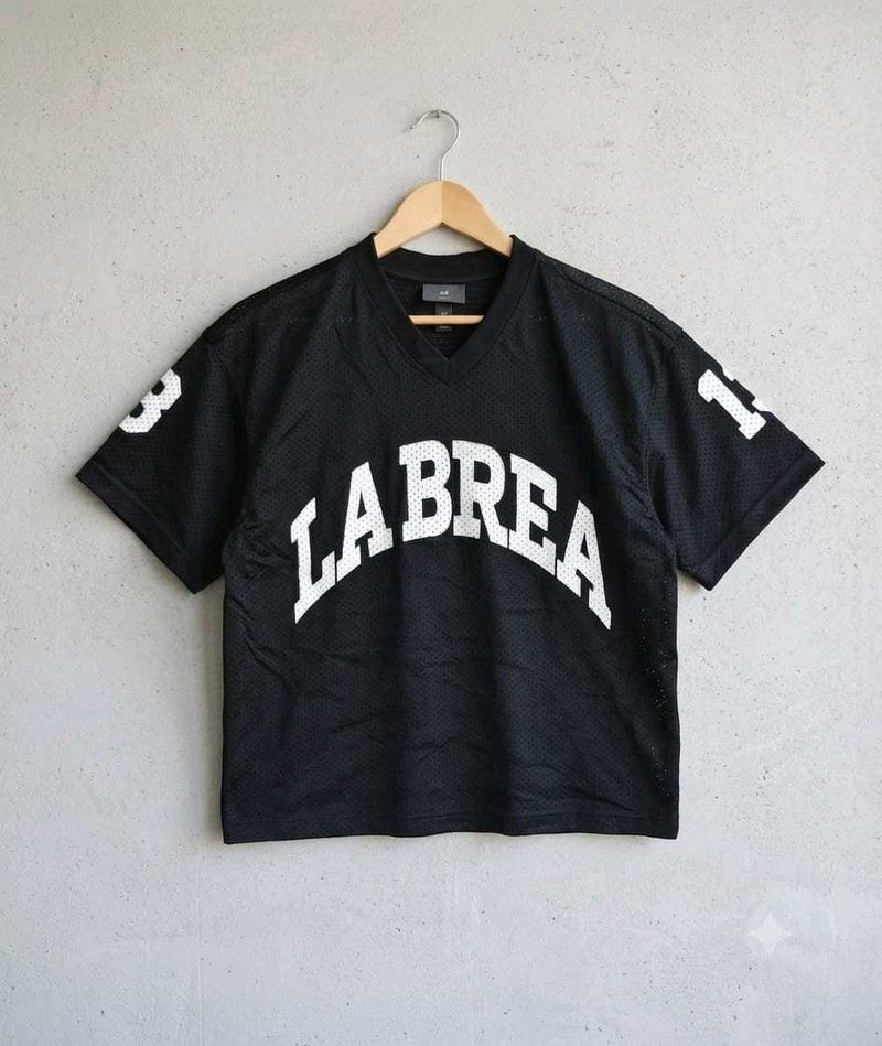 LA BREA Black Mesh Sports T-Shirt