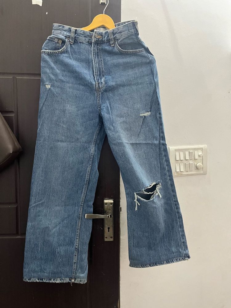 BERSKHA  Ripped Wide-Leg Jeans