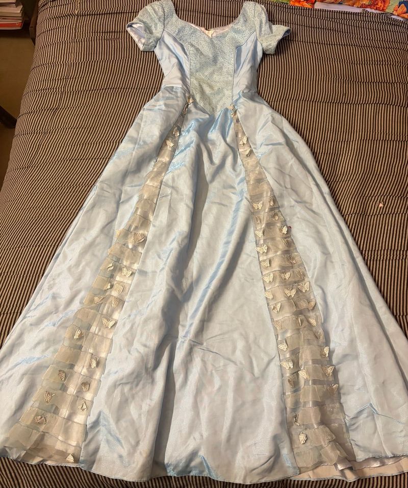 Elegant Light Blue Butterfly Dress