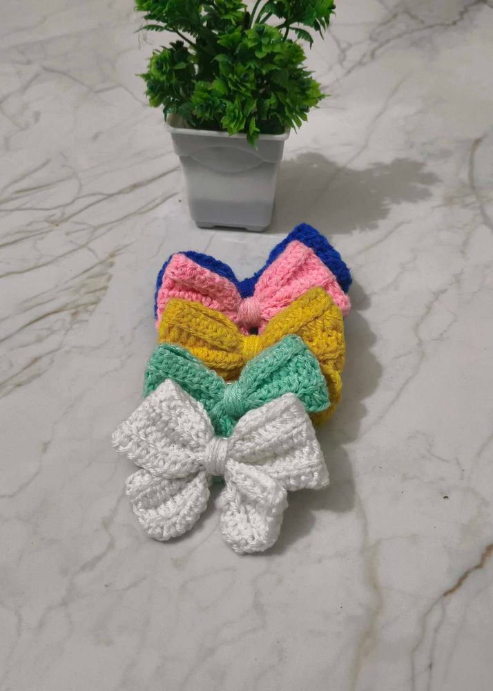 Handmade Crochet Hair Clips - Set Of 5