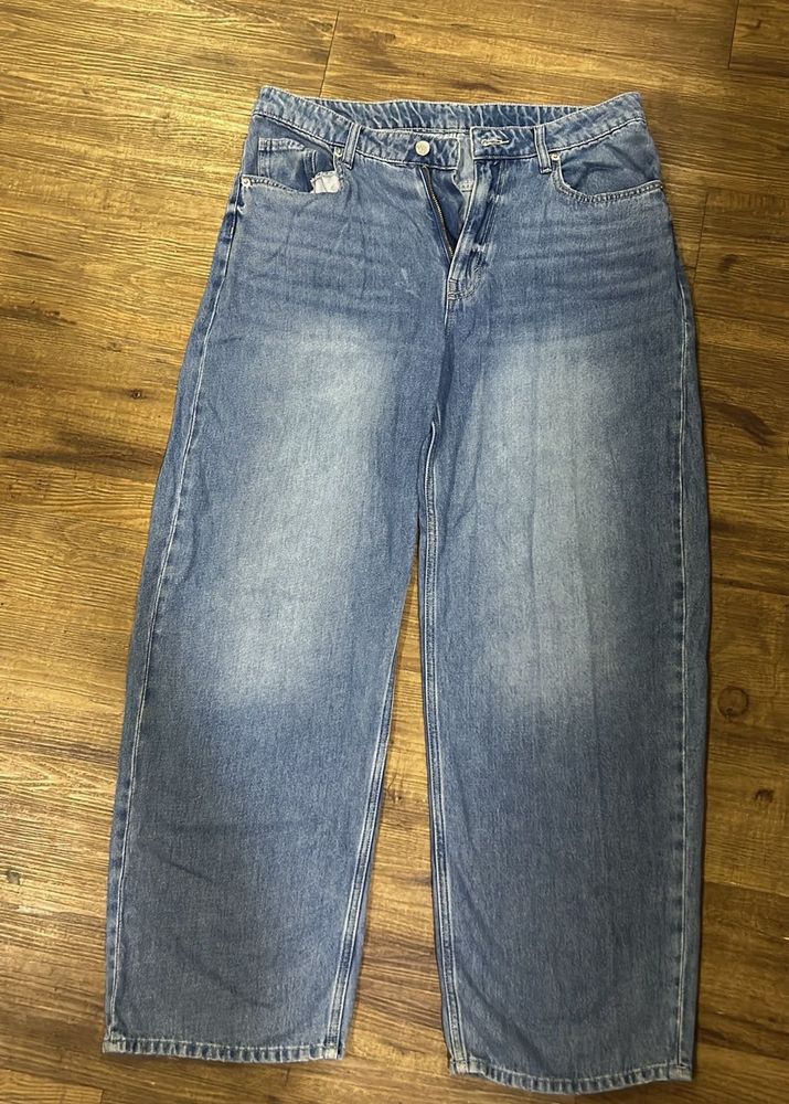 Wide Leg Blue Denim Jeans
